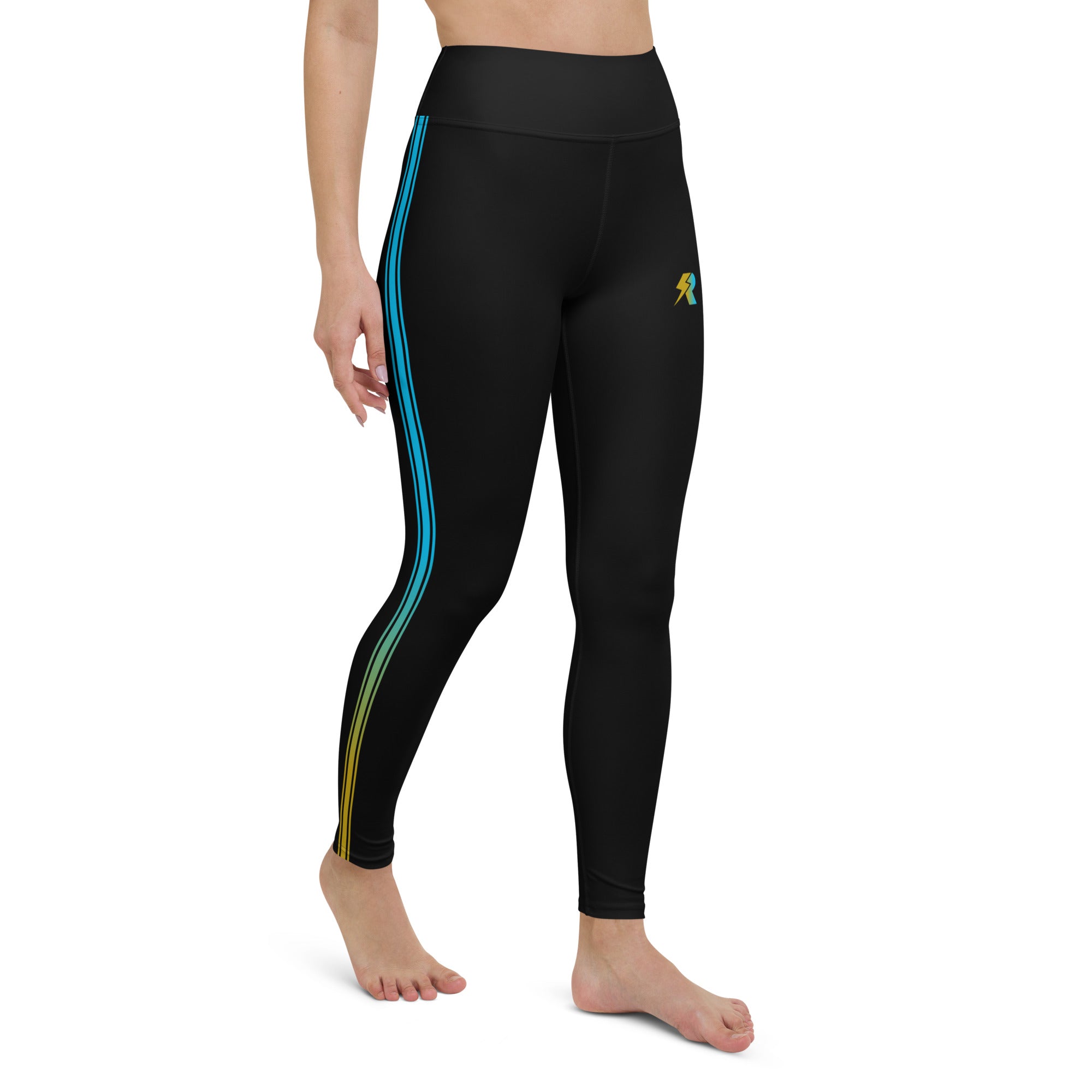 SHE REBEL - Blue & Gold She Rebel Side Stripe Leggings